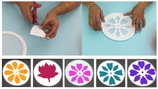 Easy rangoli designs with stencils | Simple ways to make kolam stencils | rangoli hacks screenshot 3