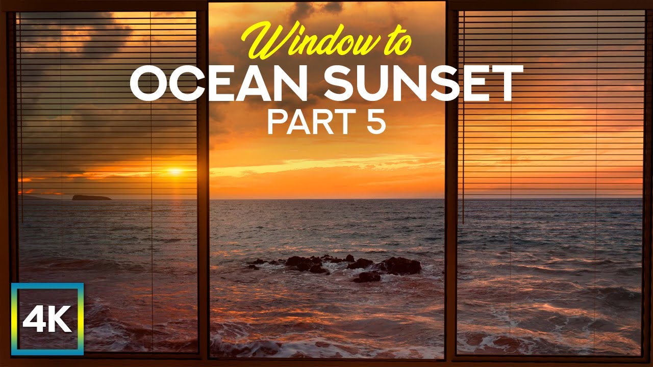 4K View to Stunning Ocean Sunset from a Beach House Window - Beauty of Maui Island Shoreline - #5