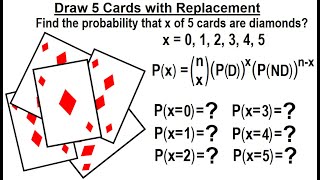 Statistics: Ch 5 Discrete Random Variable (21 of 27) Draw 5 cards with Replacement