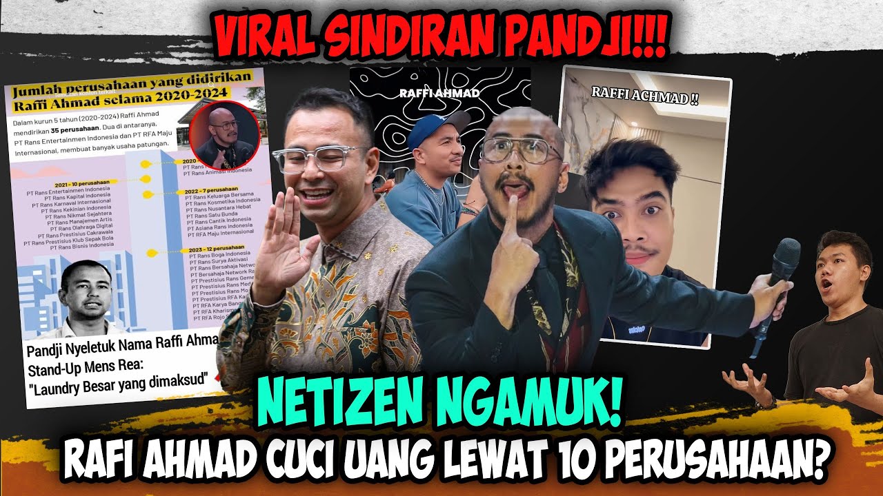 Pandji Pragiwaksono Sindir Rafi Ahmad Cuci Uang⁉️ 'Diputer ke 10 Perusahaan Biar Gak Ketahuan!'
