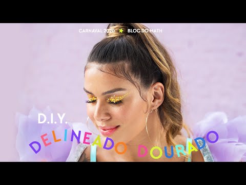 Tutorial Fantasia de Carnaval: como fazer delineado dourado com gliter * DIY CARNAVAL