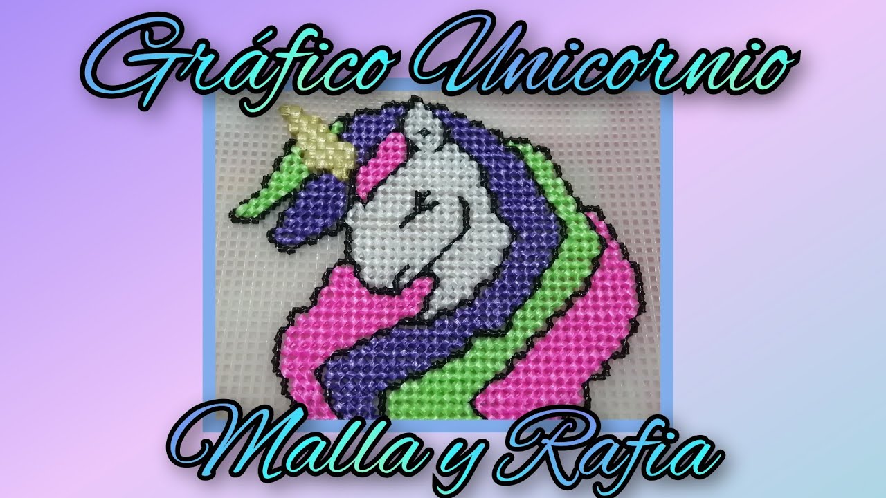 Gráfico Unicornio, bordado en Malla y Rafia / Plastic canvas / Manualidades  - thptnganamst.edu.vn