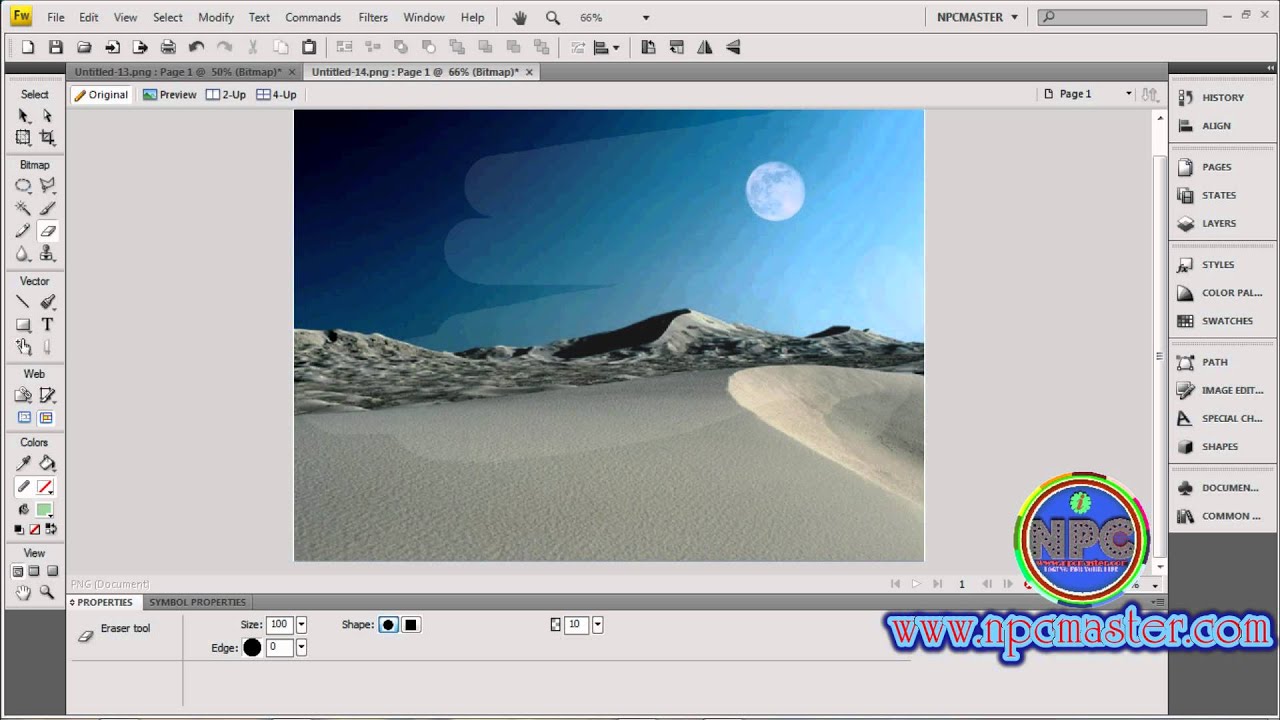 18 How to use Eraser Tool in Adobe Fireworks CS4 Sinhala HD - YouTube