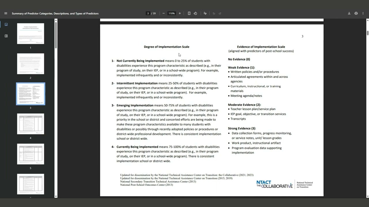 Predictor Implementation School/District Self-Assessment (PISA)