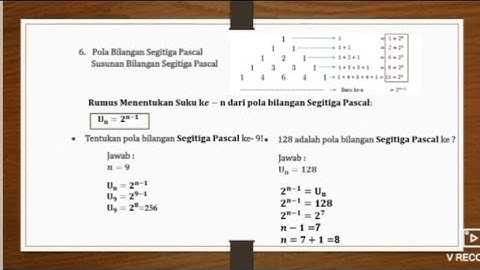 Kelas 8 - Contoh Pola Bilangan Persegi Panjang, segitiga Pascal, dan Fibonacci