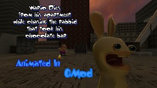 [GMod Animated] Wario dies from his apartment while chasing the rabbid that took his chocolate bar