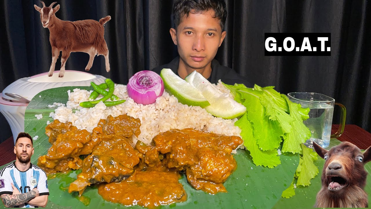 G-O-A-T MUKBANG SPICY🌶️🥵MUTTON CURRY one of my favourite Tojola… bijak an kuchi sra… dakpila