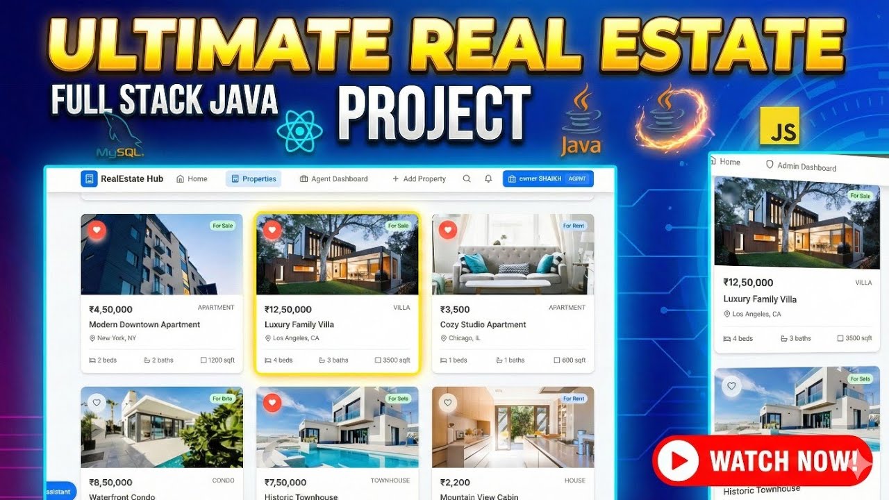 Learn & Build Java Full Stack + AI, Real Estate Management Project Using Spring, React, MYSQL