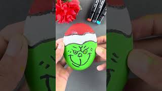 Mr Grinch painting on stone best art for Christmas #art #christmas