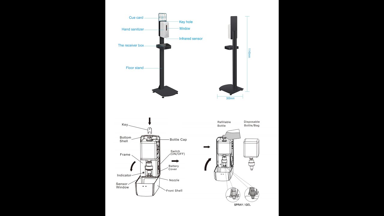 How to Install Automatic Hand Sanitizer Dispenser Stand SD10 (Newest