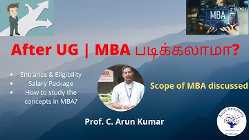 After UG | MBA படிக்கலாமா? | Prof. C. Arun Kumar