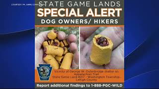 Dog treats stuffed with fishhooks found along Appalachian Trail, Pennsylvania Game Commission warns
