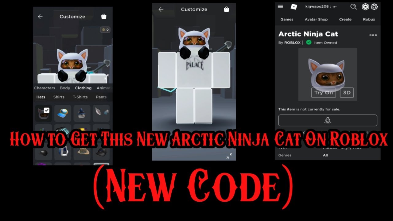 How To Get This Arctic Ninja Cat On Roblox Youtube - red ninja t shirt roblox
