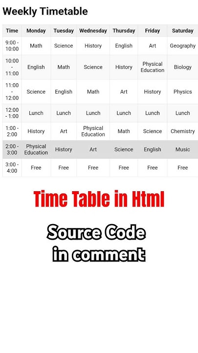 Time Table in Html #trending 🔥🔥#html #css #trending - YouTube