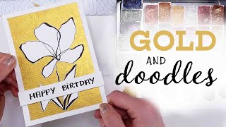 Trying PURE GOLD Effect Paints ! ✨IS THIS EVEN REAL ? WATERCOLOR Greeting Card @skrimwatercolors