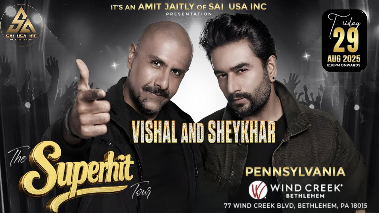 Vishal & Sheykhar Live in Pennsylvania! The Superhit Tour 2025 | ONLY Tri-State Show | Aug 29