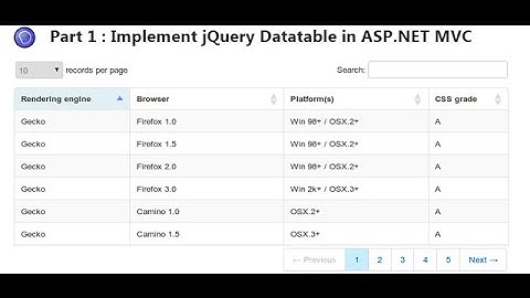 Part 1 - Implement jQuery Datatable in ASP.NET MVC application.