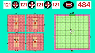 Numberblocks Four Same Square Numbers Addition Number Blocks Addition Countopia
