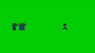 Minecraft steve running from zombie green screen