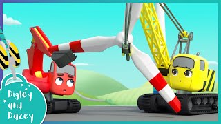 Windy Day Makes Accidents Happen Digley And Dazey Kids Construction Truck Cartoons