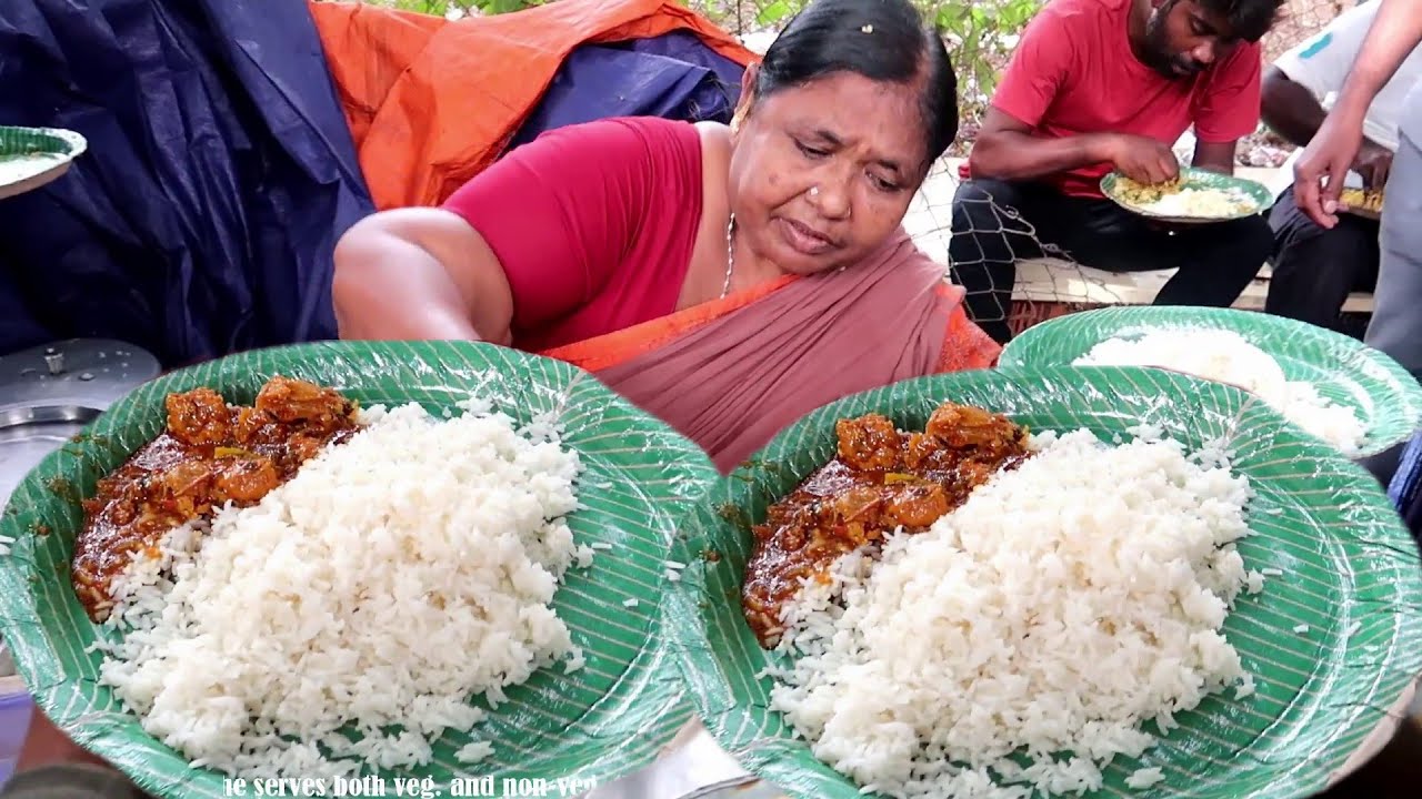 65 Years Old " Laxmamma " Famous Hyderabadi Street Vendor | 100 Rs/ Unlimited Rice with Mutton | Indian Food Loves You