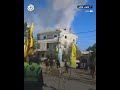 أثناء تشييع مقاتل من حزب الله استهداف بلدة عيتا الشعب جنوبي لبنان بصاروخ إسرائيلي