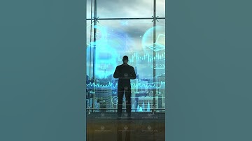 Trader in his office and infographics about bitcoin, 3D render.