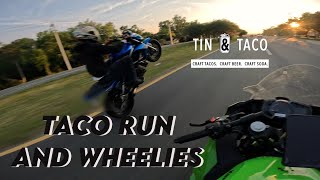 THE SECRET TO MAKING BIKER FRIENDS IS WHEELIES AND TACOS