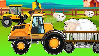 The Bear Farm: Tractor Transporting Sheep to a Larger Pen and Feeding Sheep | Farm Vehicles
