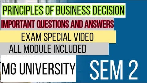 PBD Principles of business decision || exam special video || important questions and answers ||
