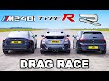 BMW M240i v VW Golf R v Civic Type R: DRAG RACE