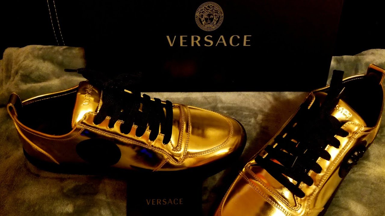 versace gold shoes