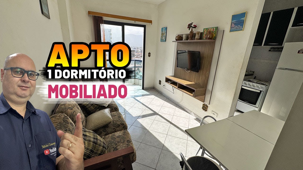 DSL183 🏙️ Apto 1 dormitório Mobiliado em Praia Grande SP @Michel Corretor de Imóveis