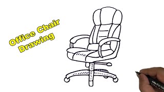 Office Boss chair line drawing and illustration demo / How to draw office chair screenshot 5