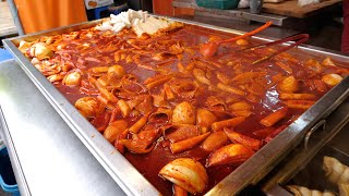 기장시장 김가네 떡볶이, 당구대 떡볶이 | Mega Size Plate, Spicy Tteokbokki, Fries, Sundae | Korean Street food