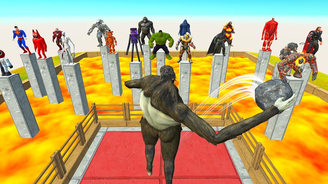 Beast Titan Crush Superheroes and Monsters in Lava - Animal Revolt Battle Simulator