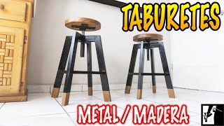 Taburete moderno  Metal y madera || Proyectos exprés