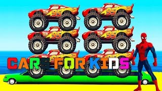 Learn Color Offroad Car Transportation w Spiderman Cars Cartoon for Children Colors for Kids Video