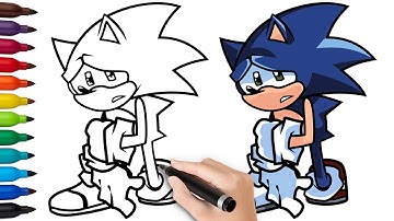 HOW TO DRAW SONIC CHAOS NIGHTMARE | Friday Night Funkin (FNF) - (Draw & Color)