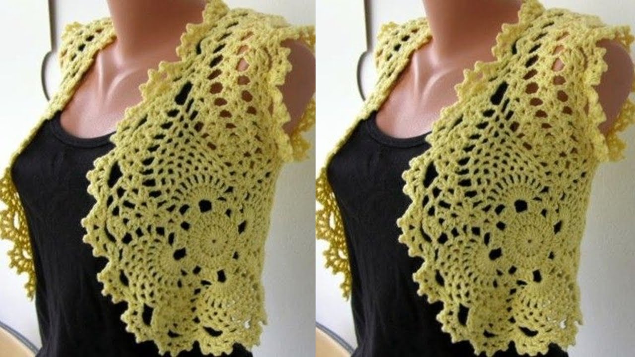 CHALECO _ BOLERO TEJIDO A CROCHET O GANCHILLO