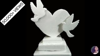 DIY home decoration showpiece/ thermocol cutting heart shape with bird/ Diwali craft idea