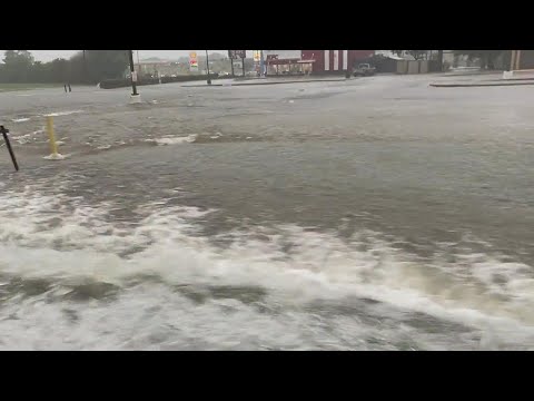 High water on roads in Balch Springs, Texas