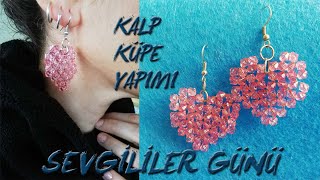 Sevgi̇li̇ler Günü Kalp Küpe Yapımı Boncuk Küpe