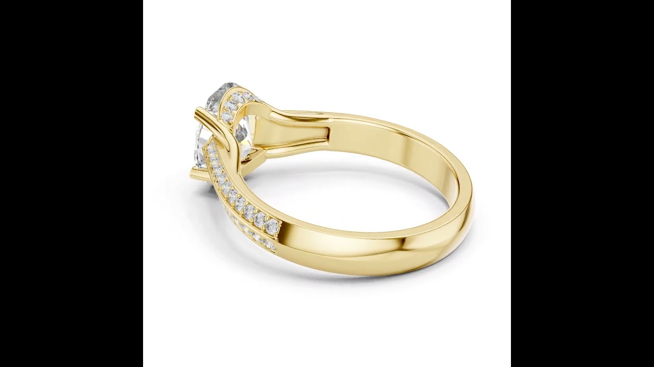 Oval Diamond Two-Row Pave Tapered Wedding Ring