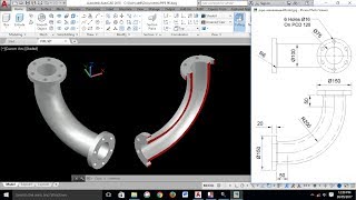 AutoCAD 3D Exercises Tutorials / Basics & Advance/ Pipe Spool Bend 90°/Mechanical Part Model 3
