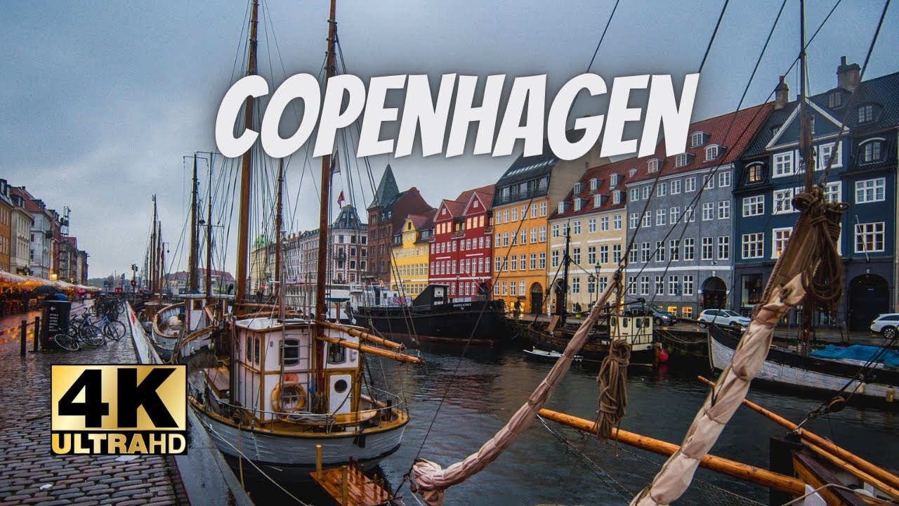 Flying above Copenhagen With Relaxing Music - Beautiful Scenery - Copenhagen 4K - Drone 4K