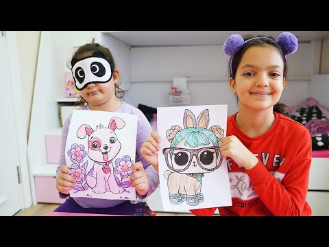 Masal and Öykü played 3 colors challenge -Education activities video for kids