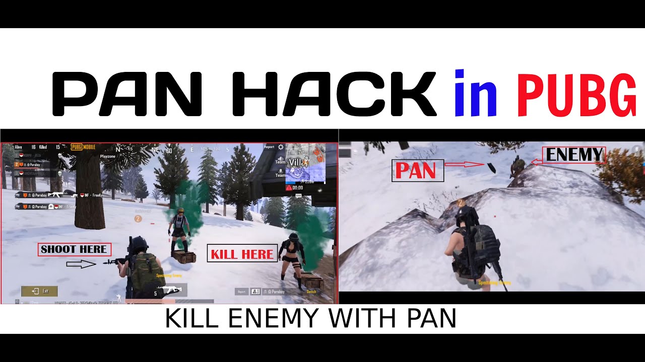 PAN HACK in PUBG MOBILE. This guy Kill enemy with PAN. GOD of HACKER.