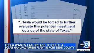 Tesla wants tax breaks to build solar manufacturing plant in Fort Bend County documents reveal
