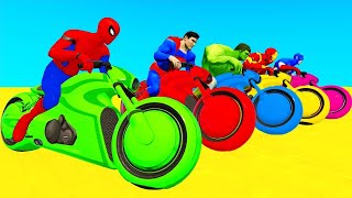 Spiderman Cars Bikes Tractors Trucks Parkour Obstacles Challenge - GTA 5 Mods Stream